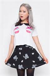 Iron Fist Ladies Pussy Cat Pussy Cat Skirt And Hello Cupcake Crop Tee