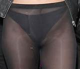 Provocative Lady Gaga Pussy Slip Wearing See Through Tights Black