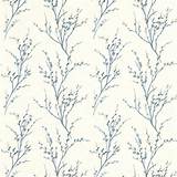 Pussy Willow Off White Seaspray Blue Floral Wallpaper 1