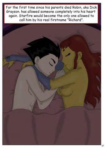 Robin And Starfire Sleep Peacefully In Eachothers Arms Touching