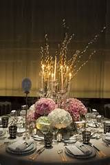 Winter Wedding Centerpiece Using Candles And Pussy Willow