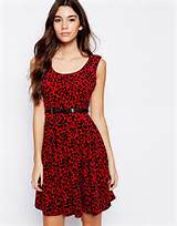 Pussycat London Belted Dress In Flocked Leopard Red Available From