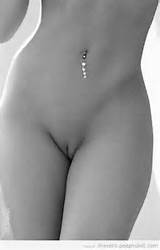 Black And White Close Up Nude Shaved Smooth Pierced Belly Button