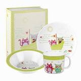 Little Rhymes The Owl The Pussy Cat 3 Piece Melamine Set