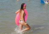Topless Teen With Her Balloon In Warm Ocean Water Caught By A Curious