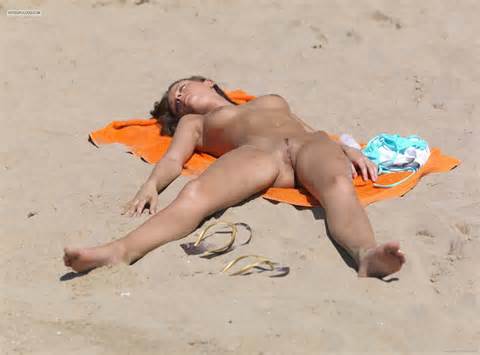 Nude Milf On The Beach Bald Pussy Legs Spread Nude Beach Voyeur