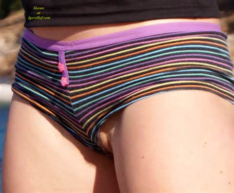 Pussy Lips Peep From Shorts Rainbow Boyshorts Accidental Pussy Peek