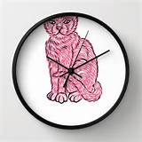 Pink Pussy Cat Wall Clock