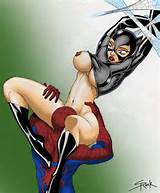 Cartoonsexx Spider Man Eating Catwoman S Pussy While She S Stuck