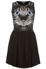 Awesome Or Awful Cat Print Skater Dress Rosalilium