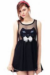 ROMWE Cat Face Black Dress