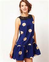 Blue Dress Influence Cat Print Collar Detail Tea Dress From ASOS Was