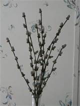 French Beaded Flowers Pussy Willow Branches 3 Branches Dark Gray