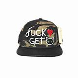 Snapback Fuck Love Get Pussy FLAT FITTY Camo Lezard Noir Dievx