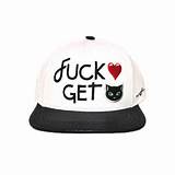 Snapback Fuck Love Get Pussy FLAT FITTY Blanc Lezard Noir Dievx